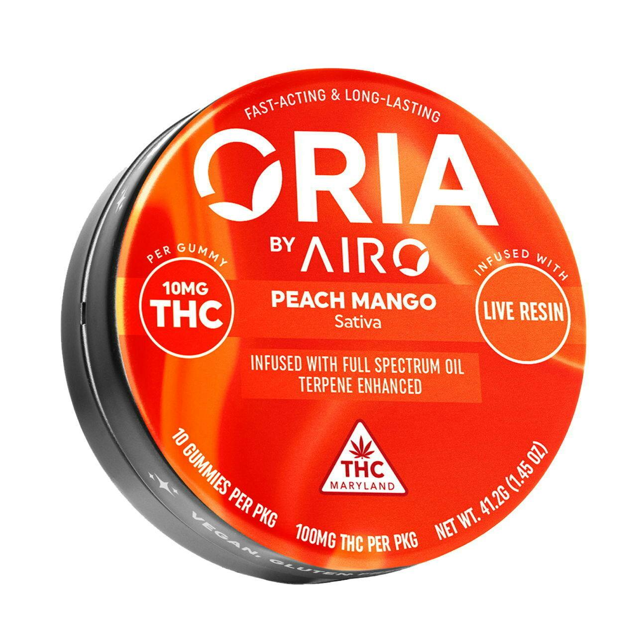 ORIA Peach Mango Full Spectrum Gummies 100mg (10pk)