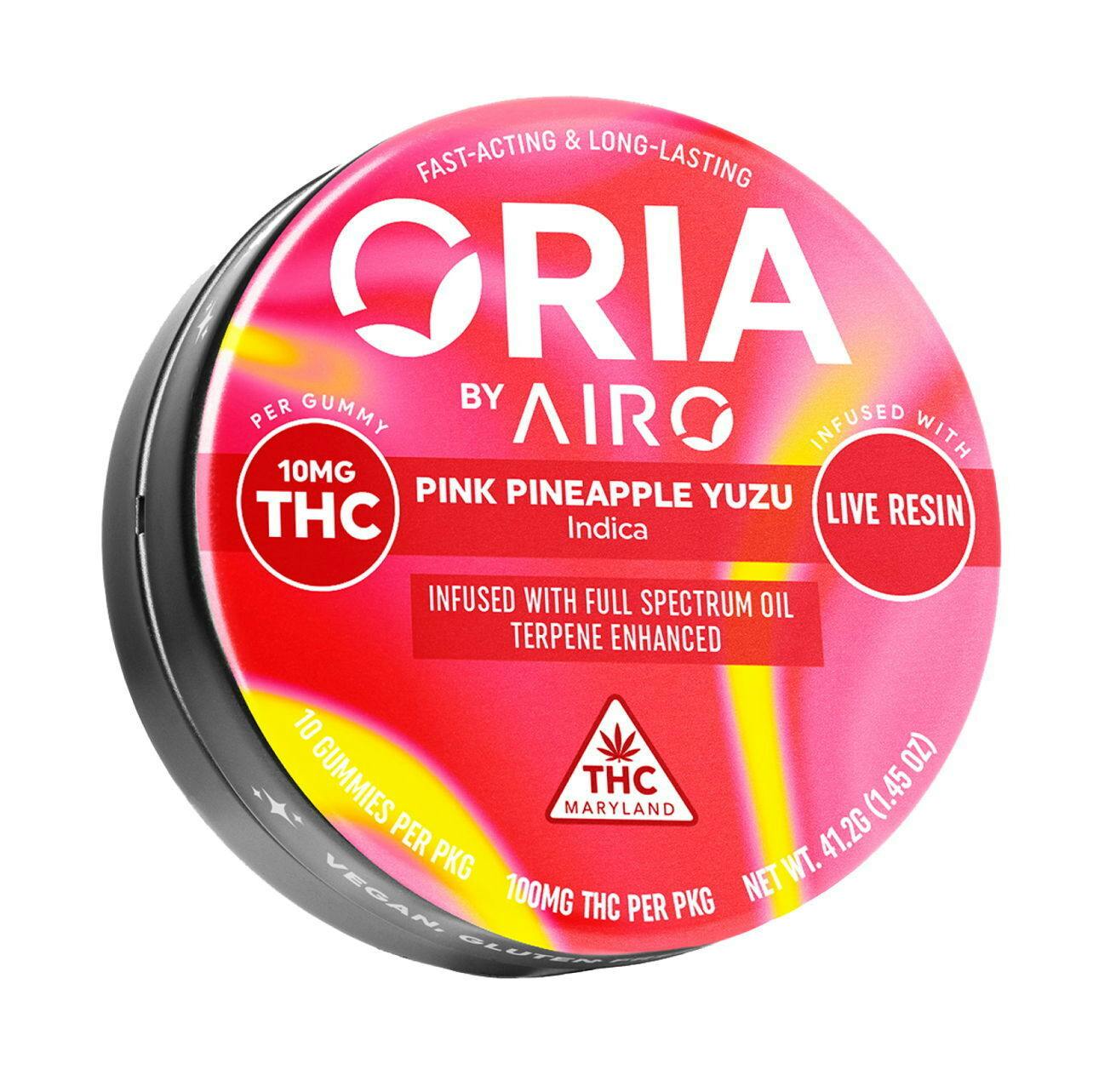 ORIA Pink Pineapple Yuzu Full Spectrum Gummies 100mg (10pk)
