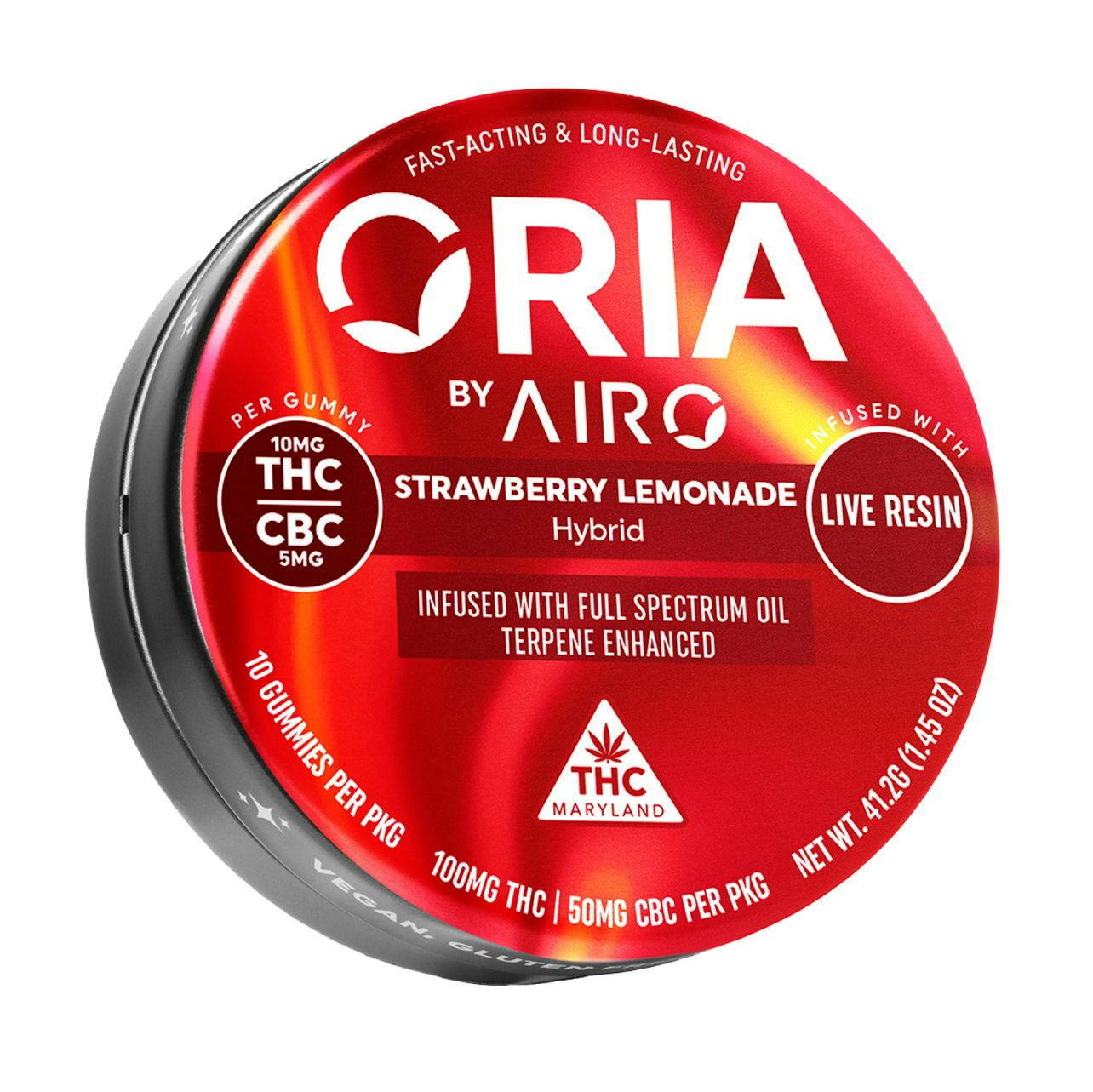 ORIA Strawberry Lemonade Full Spectrum 2:1 THC:CBC Gummies 100mg (10pk)