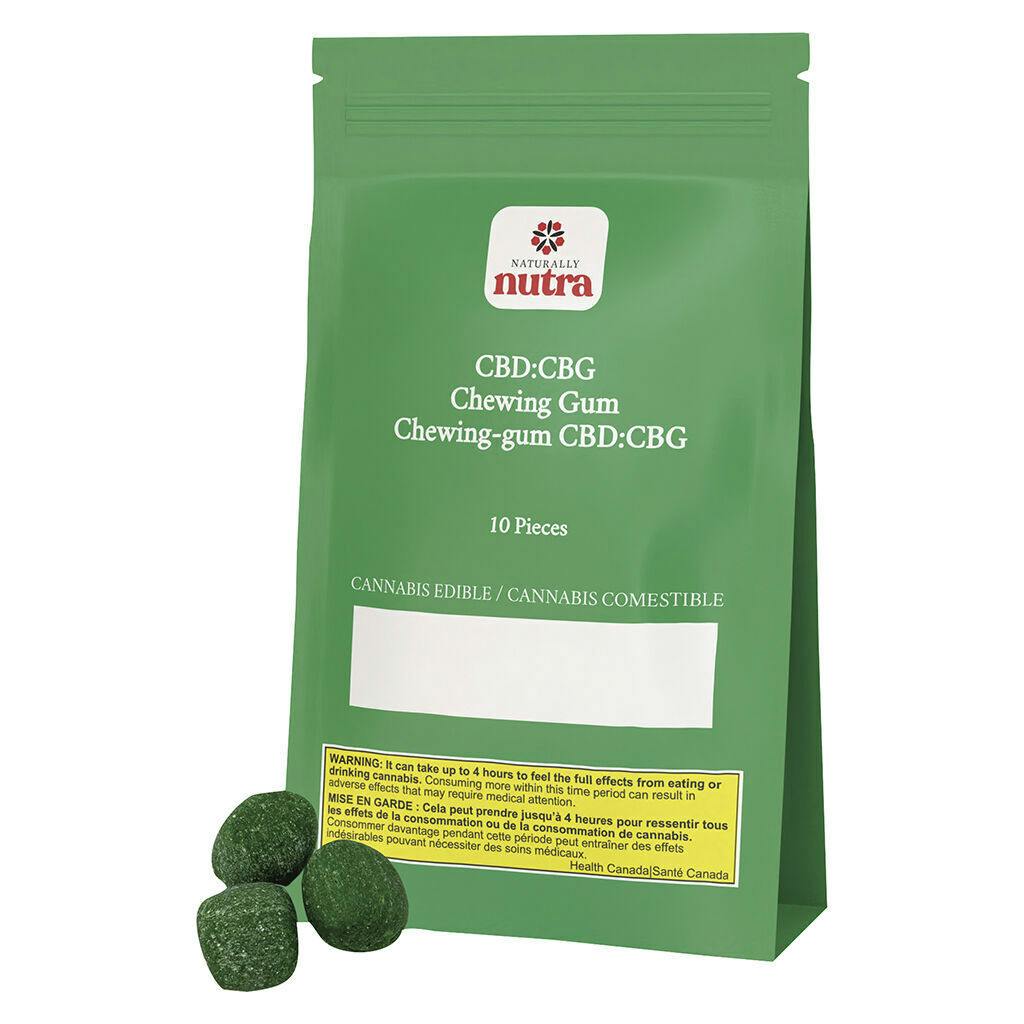 Naturally Nutra - Naturally Calm CBD:CBG Lemon Balm and Mint Chewing Gum - 10 pack