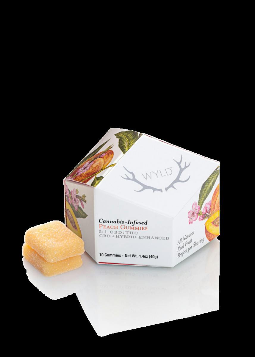 Peach 2:1 CBD:THC Hybrid Enhanced Gummies | 100mg | 10ct | 10mg/ea