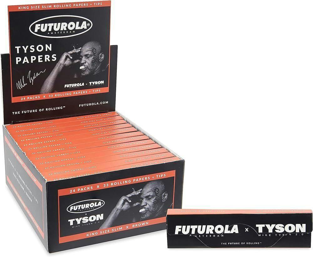 Futurola x Tyson | Papers + Tips (33pk) | 1 1/4 Size | Brown