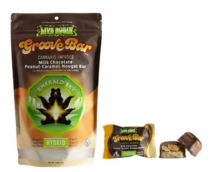 GB Live Rosin Milk Chocolate Peanut-Caramel-Nougat Bar - Hybrid 100mg 10pk