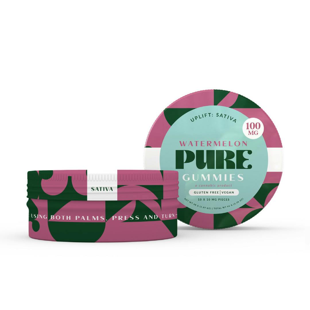 Pure: Watermelon Gummies - 10 Pieces/100mg (Sativa)