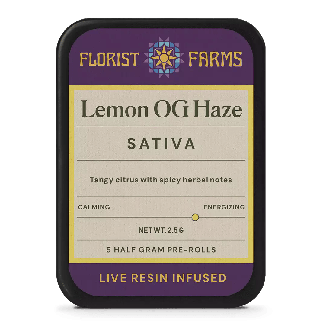 Florist Farms | Preroll | 5pk | 2.5g | Live Resin Infused Lemon OG Haze
