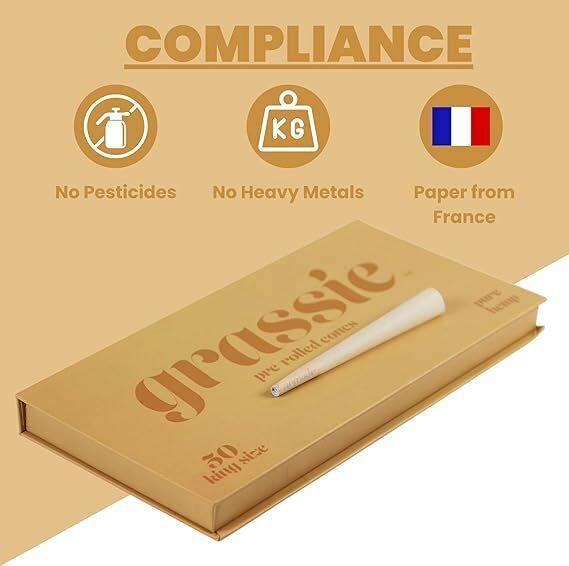 Grassie Pre-roll Cones - King Size 50pck - Tan at Dazed Cannabis – Syracuse