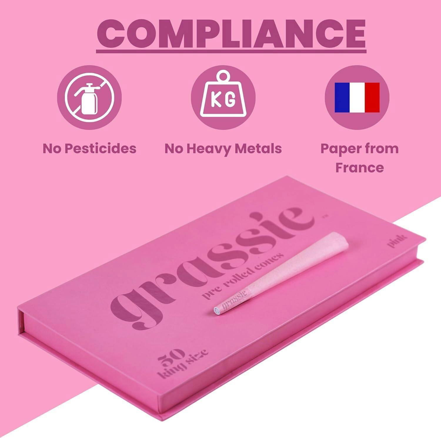 Grassie Pre-roll Cones - King Size 50pck - Pink at Dazed Cannabis – Syracuse