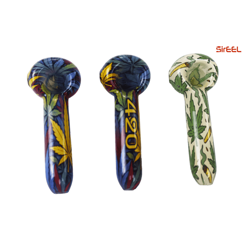 LB - SirEEL - 4" Artistic 420 Image Transfer Glass Spoon, Assorted Designs May Vary