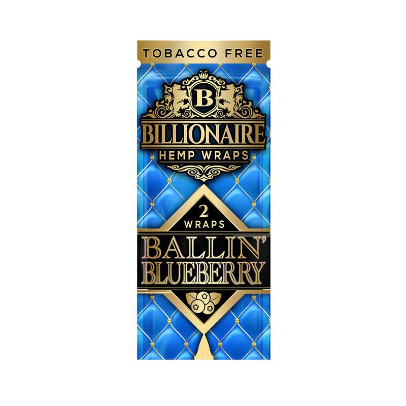LB - Key Account - Billionaire Hemp Wraps - BALLIN' BLUEBERRY, 25 Pouches per Box, 2 Wraps per Pouch