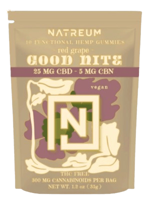 Natreum CBD Gummies - Good Nite Red Grape - 10ct at Wildflower Cannabis