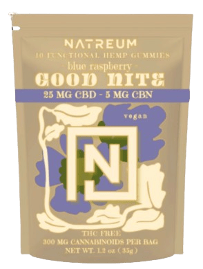 Natreum CBD Gummies - Good Nite Blue Raz - 10ct at Wildflower Cannabis