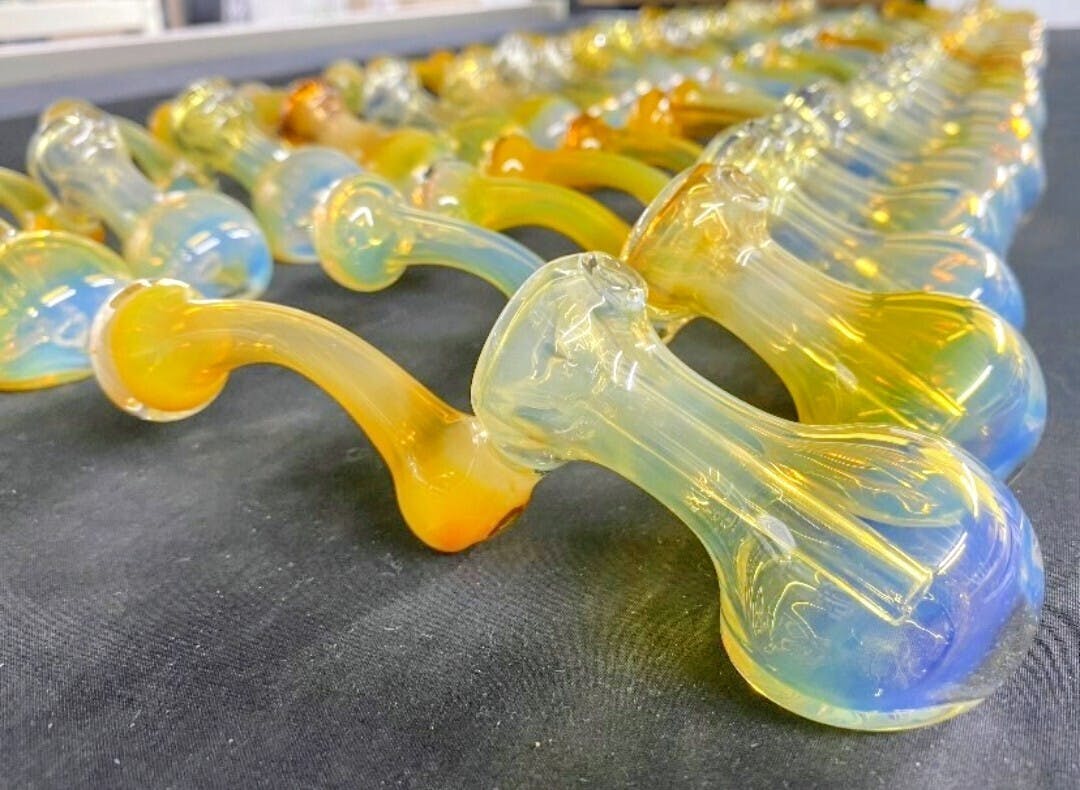 Coltrane Glass - Silver Fumed Lay Down Bubbler - 1ct cannabis product