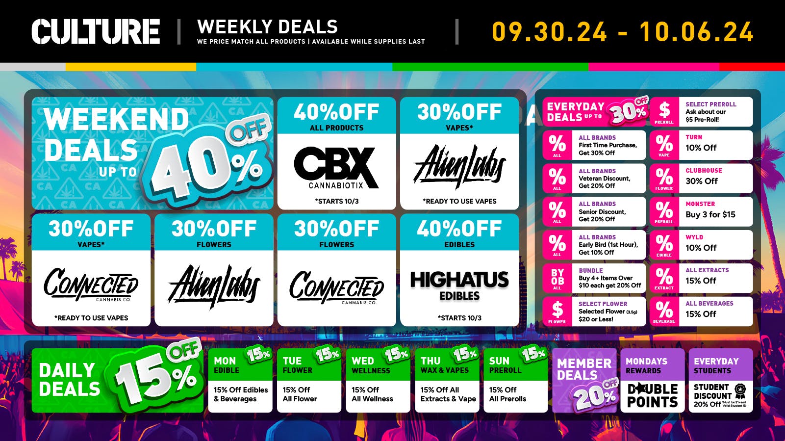 Rock the Week with Culture Deals at Culture Cannabis Club Marijuana and