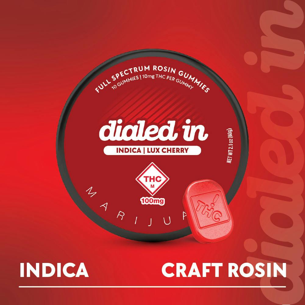 Dialed In: Rosin Gummies | Lux Cherry | Indica | 100mg | 10pk
