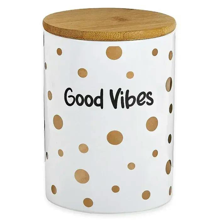 Good Vibes - Stash Jar - White