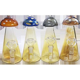 7" Inline Perc Mushroom Beaker Bong | Assorted Colors