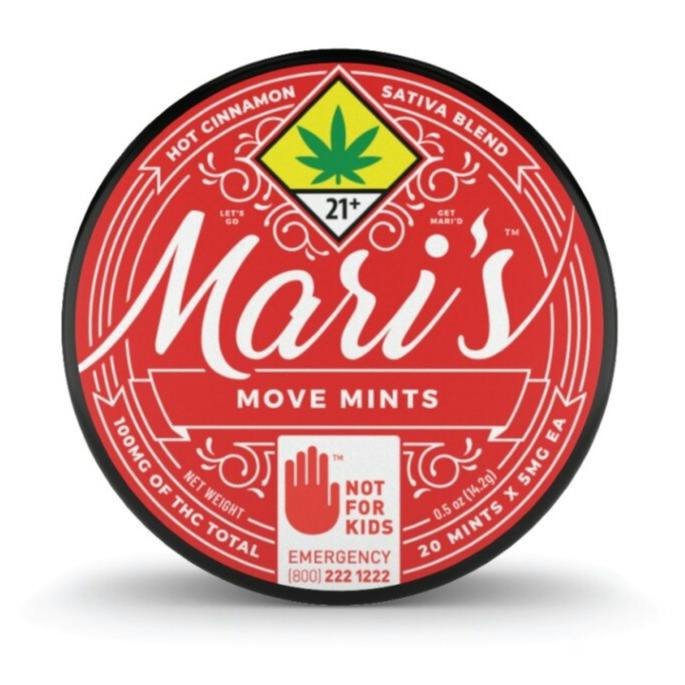 Sativa Hot Cinnamon Move Mints 100mg - Mari's Mints