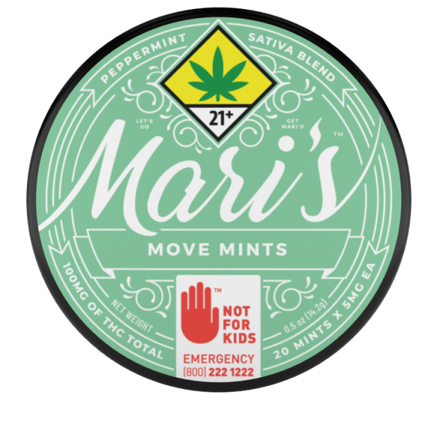 Sativa Peppermint Move Mints 100mg - Mari's Mints