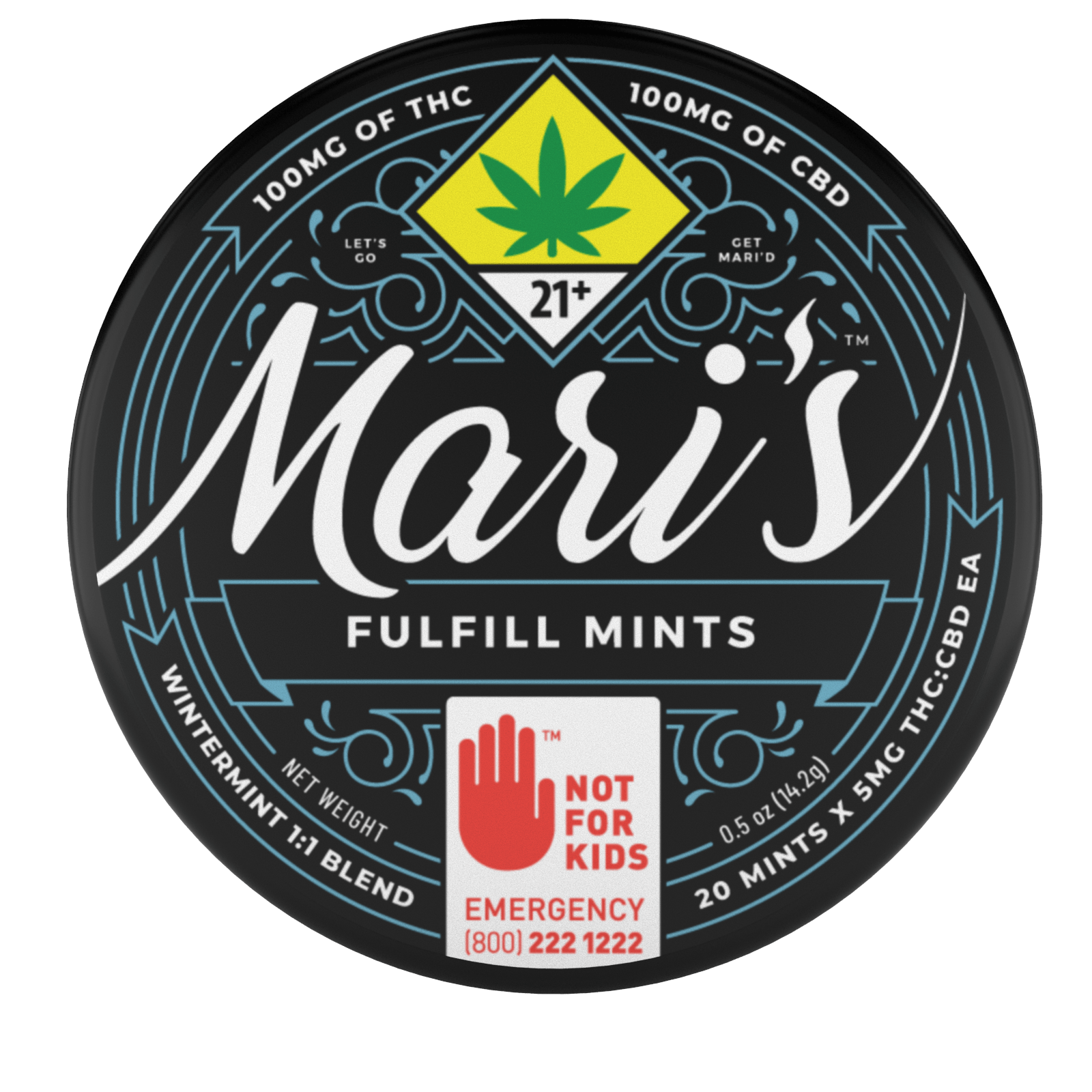 CBD 1:1 Wintermint Fulfill Mints 200mg - Mari's Mints