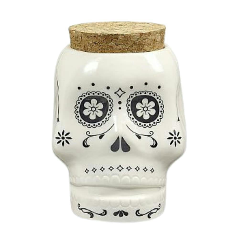 Sugar Skull Stash Jar | White