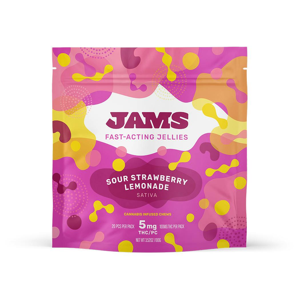 Jellies Fast-Acting Sour Strawberry Lemonade Gummies 100mg (20-Pack | 5mg Each)