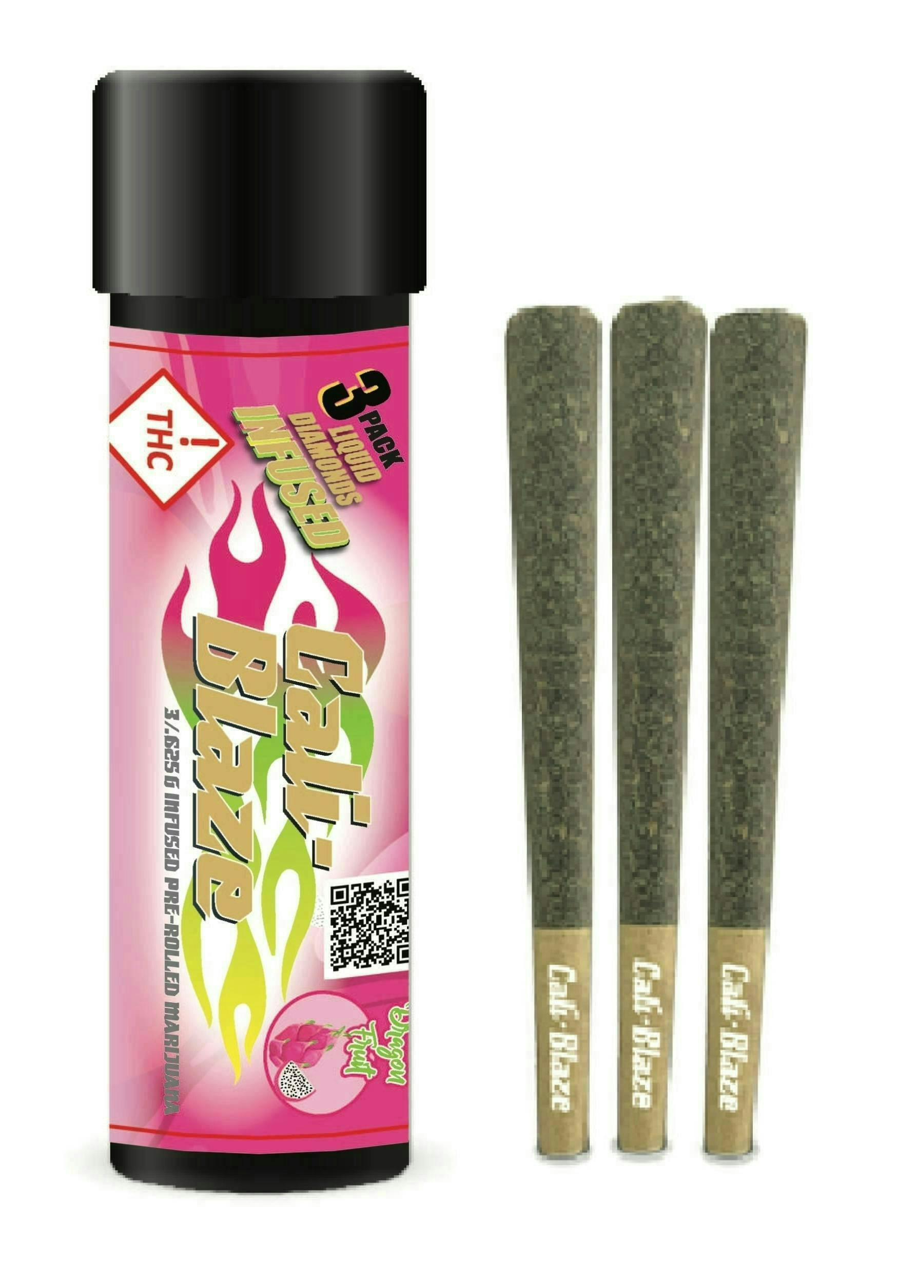 Cali Blaze Infused Pre-Roll 3pk Dragon Fruit x Cherry Gorilla Kush Breath