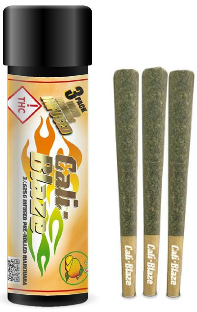Cali Blaze Infused Pre-Roll 3pk Mango x Sherba Frost