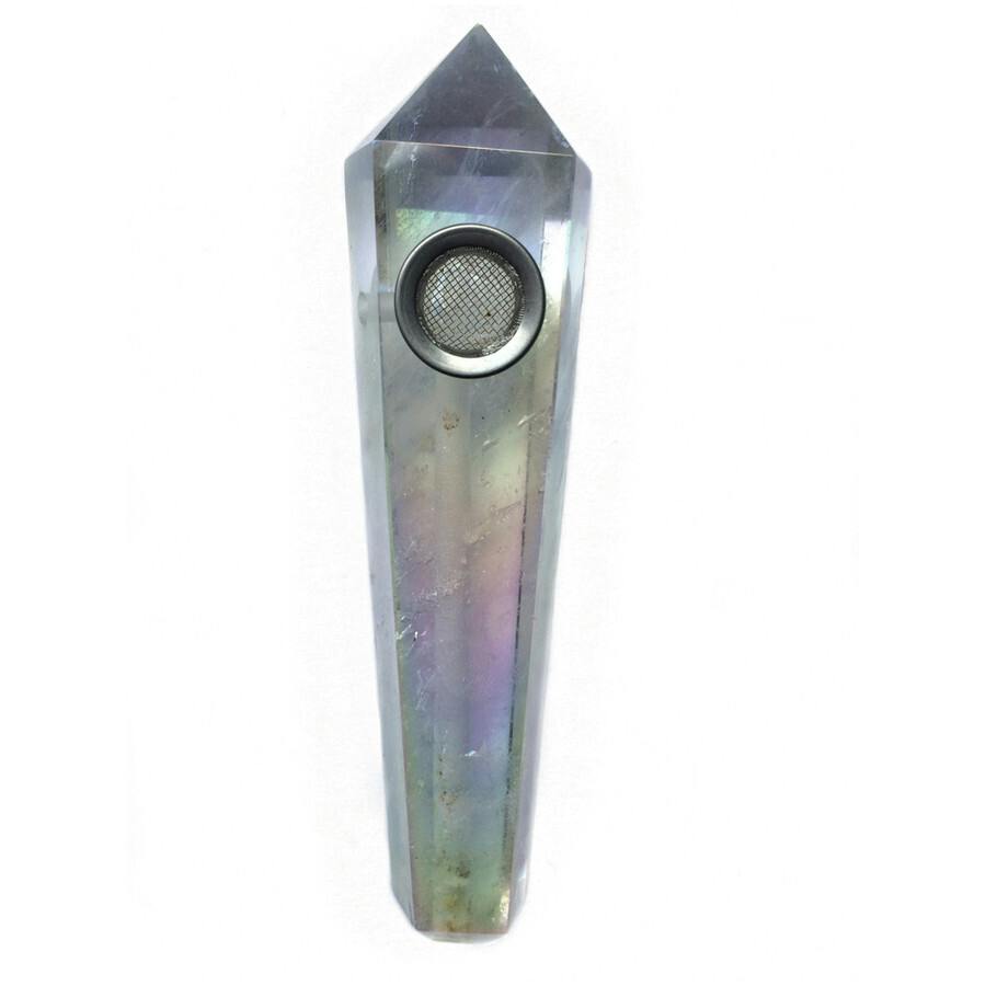 Sabrina - Clear Quartz with Rainbow Aura Crystal Pipe