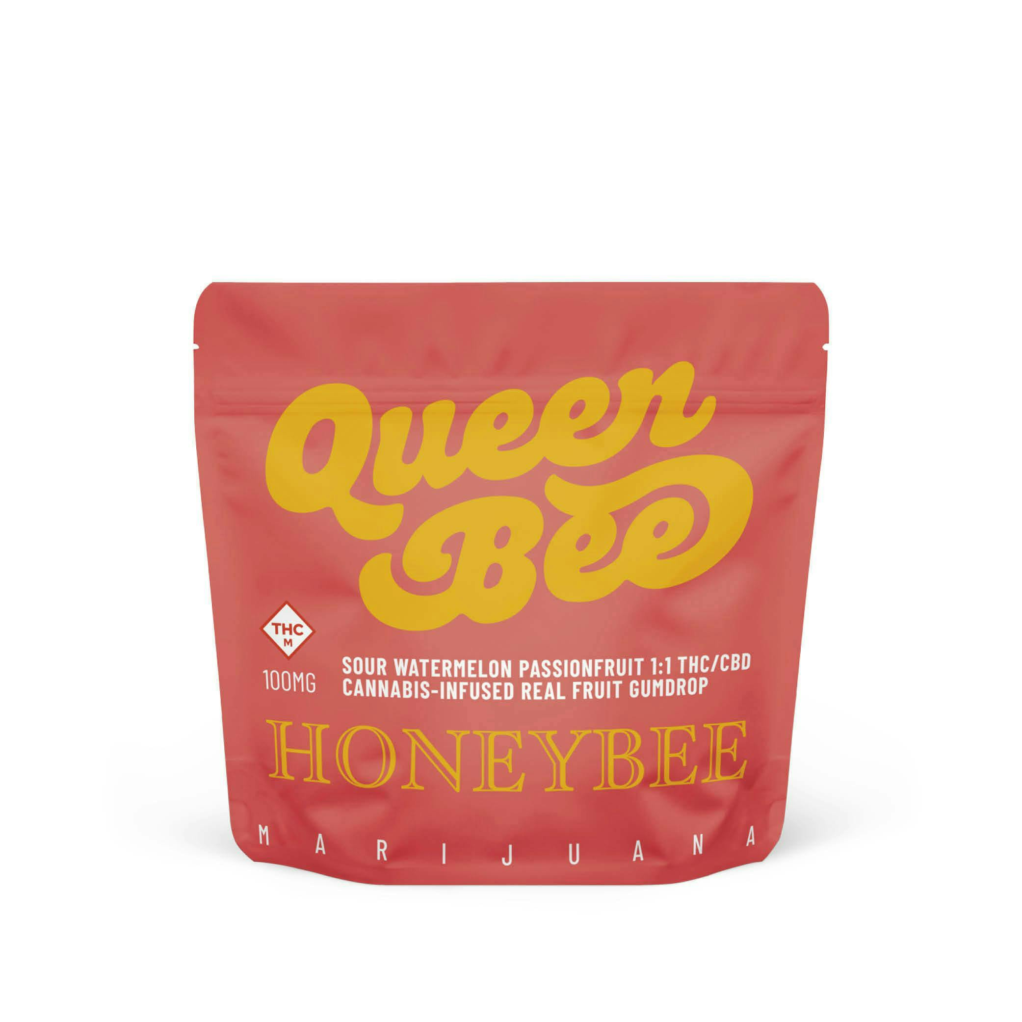 Sour Watermelon Passionfruit | 1:1 THC:CBD | Queen Bee Gumdrop 100mg (1ct)