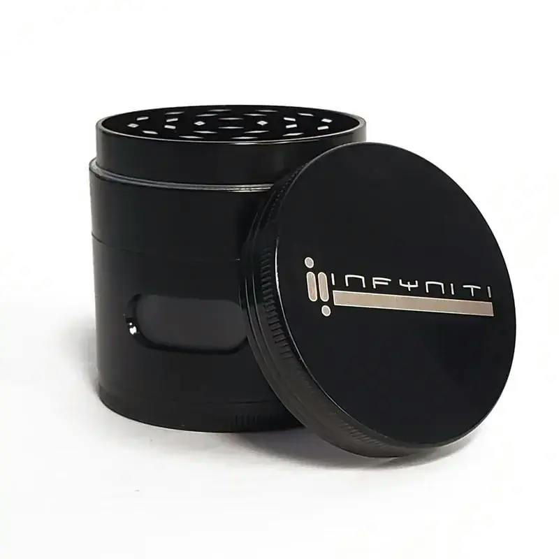 Infyniti 4-Piece Zinc Grinder with Window - Black