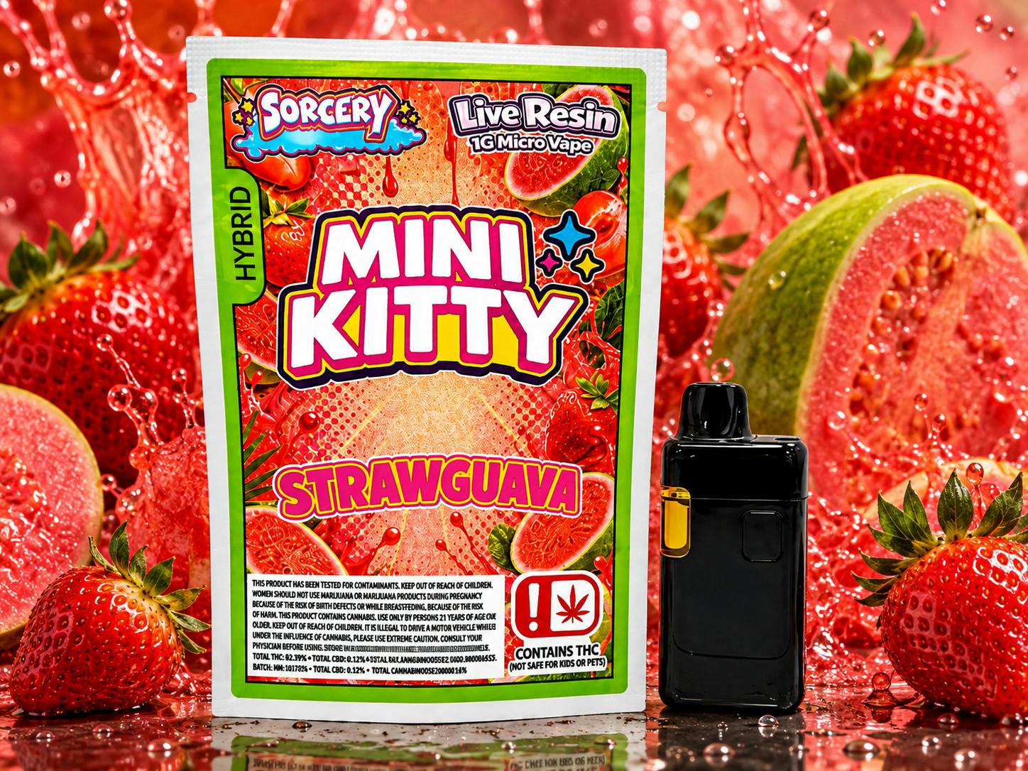 Sorcery -Straw Guava - Mini Kitty - Live Resin Disposable - 1g