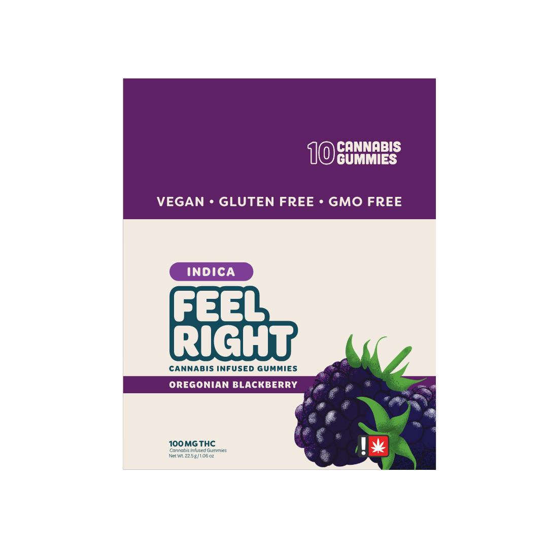 Feel Right - Blackberry - Indica - 100mg - 10 Pack Gummies cannabis product