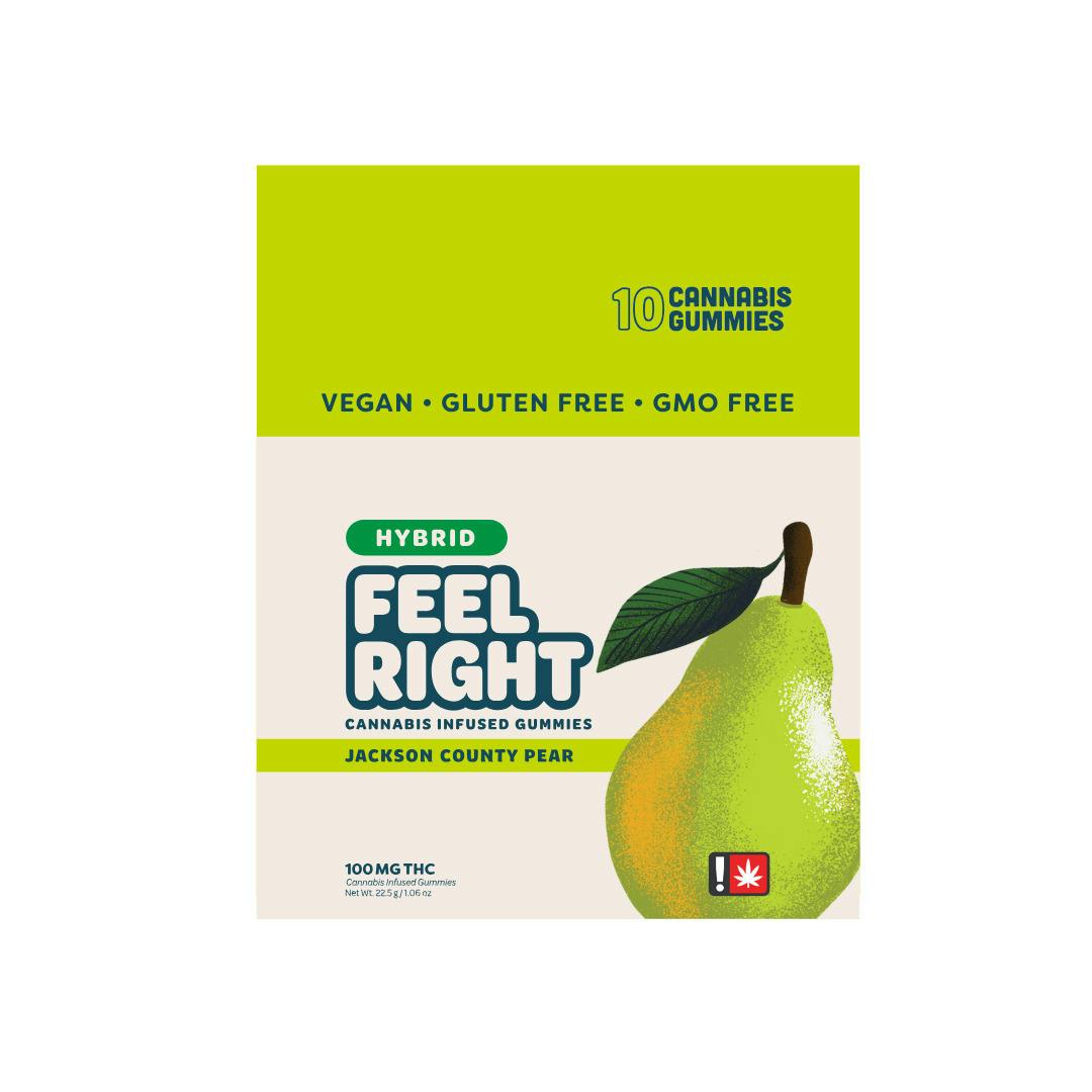 Feel Right - Pear - Hybrid - 100mg - 10 Pack Gummies cannabis product