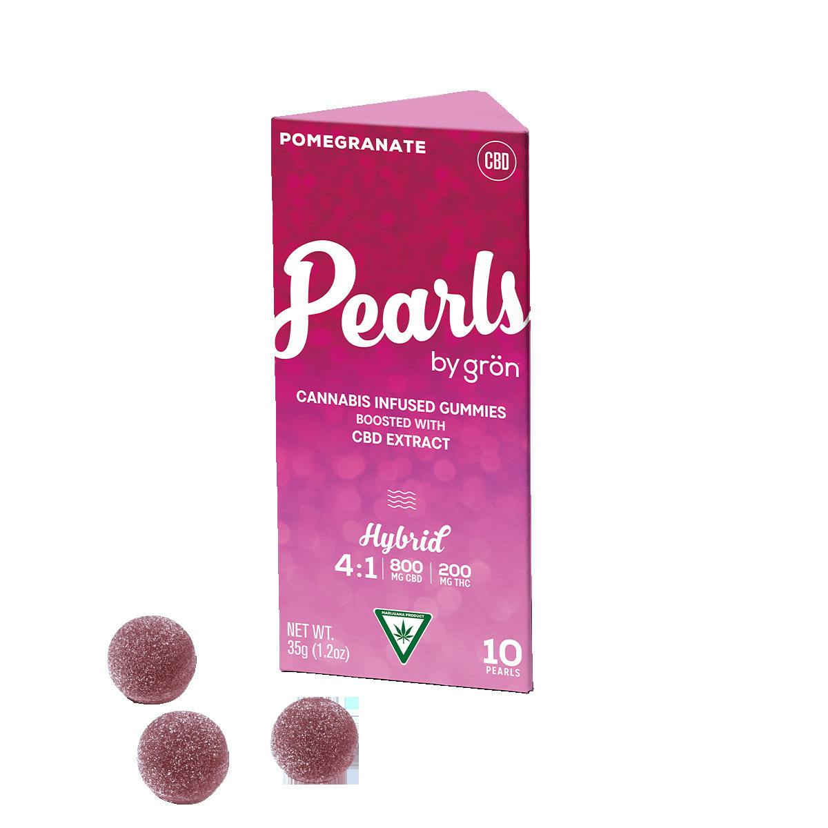 Gron - Gummies - Pearls - 200mg - 4:1 CBD/THC - Pomegranate - Hybrid