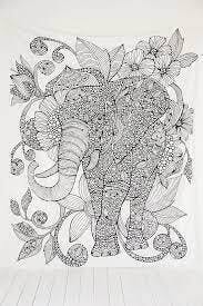 Elephant & Flowers Tapestry - 31" x 44.5"