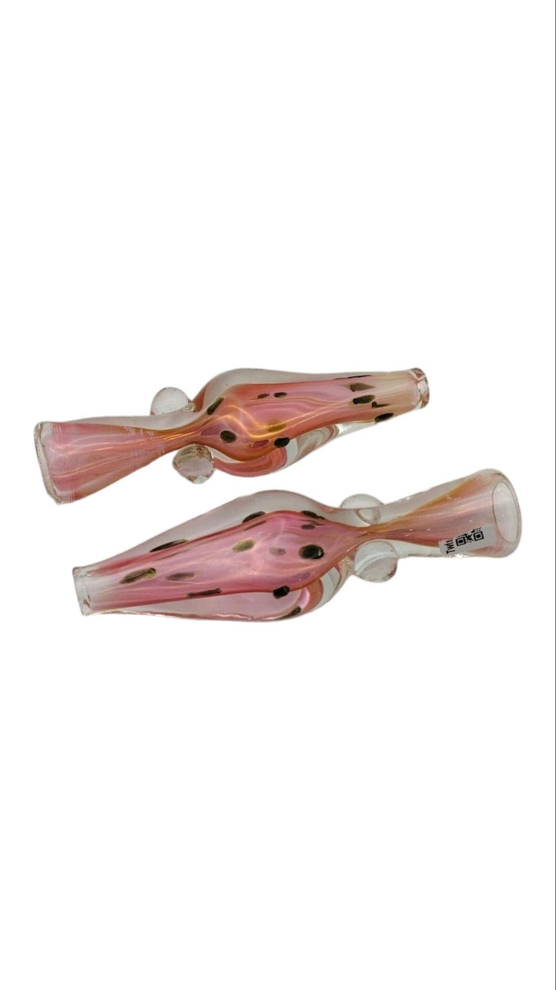 Pink Chillum W/ Gold Fuming - Finger Slots