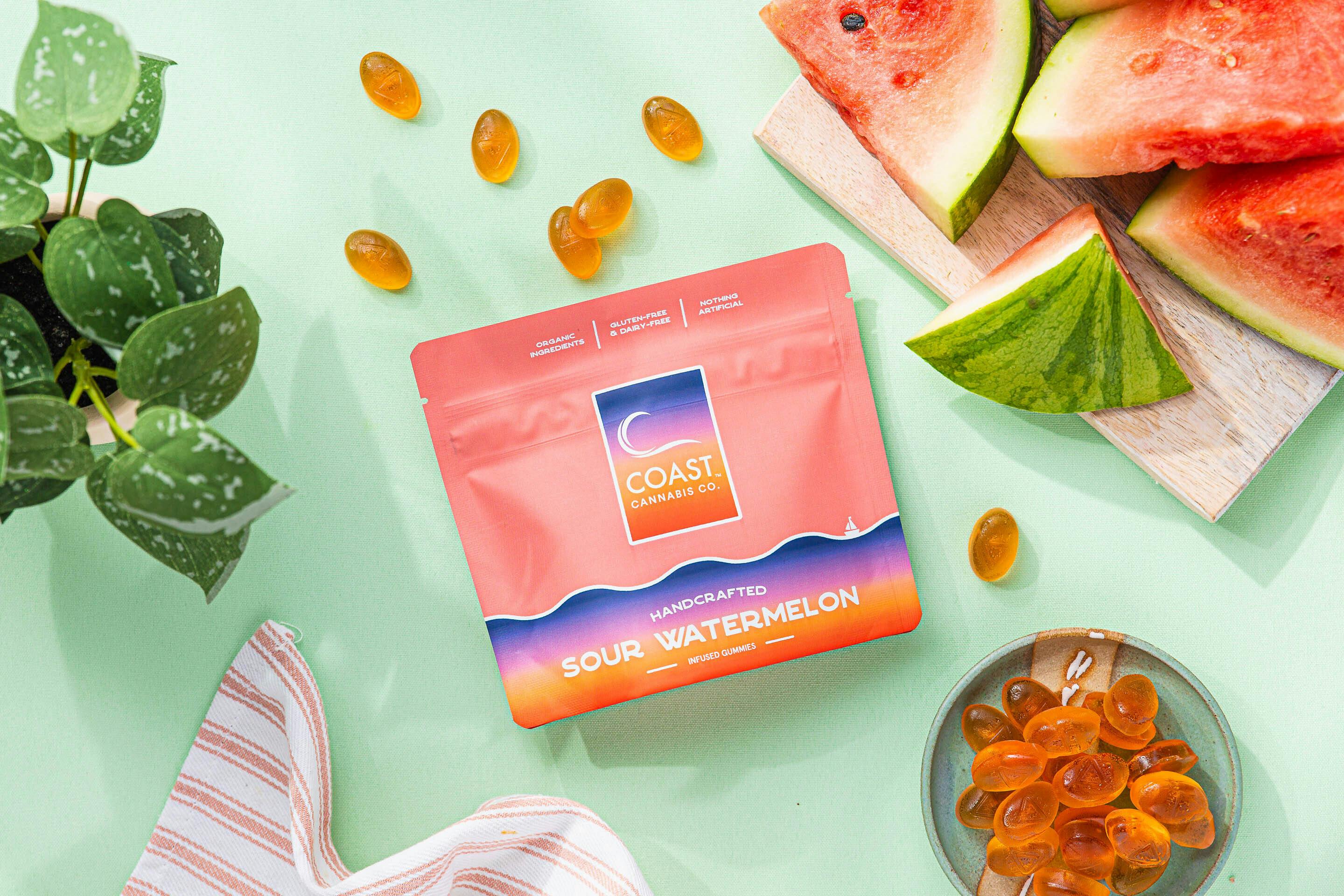 Coast | Sour Watermelon Gummies | 100mg THC at Seaside Cannabis Company | Best Dispensary on Cape Cod