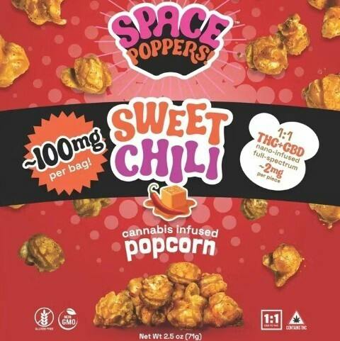Space Poppers | Sweet Chili Popcorn | 100mg