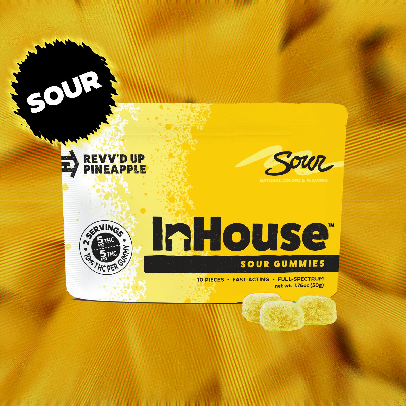 InHouse | Sour Pineapple Gummies | 100mg at Seaside Cannabis Company | Best Dispensary on Cape Cod