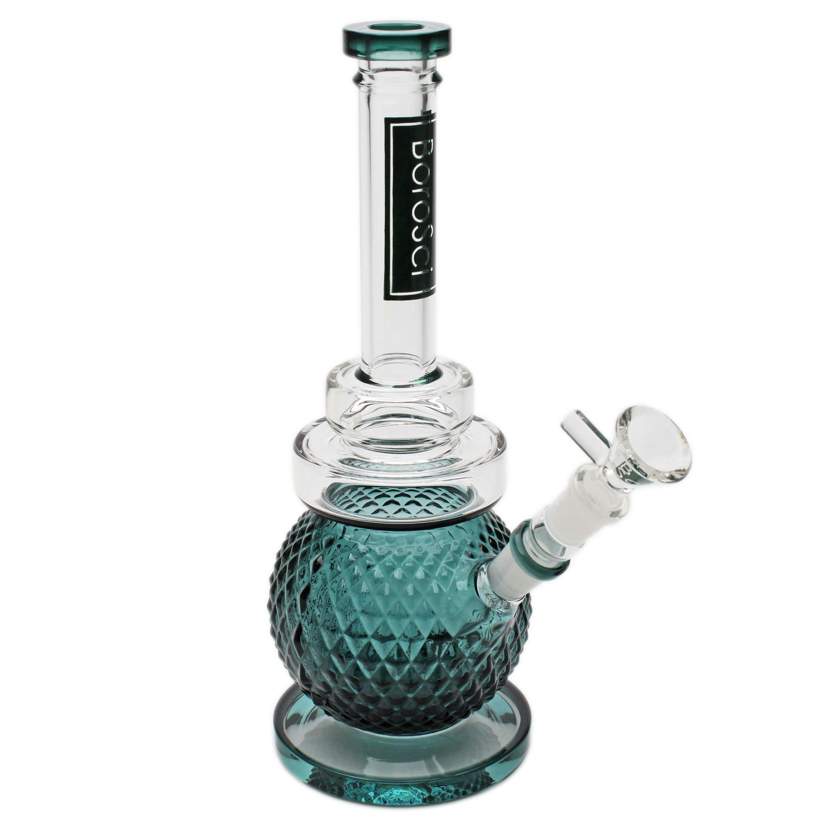 Borosci - 11" Glass Bong - Crystal Ball Base - Smoke Green