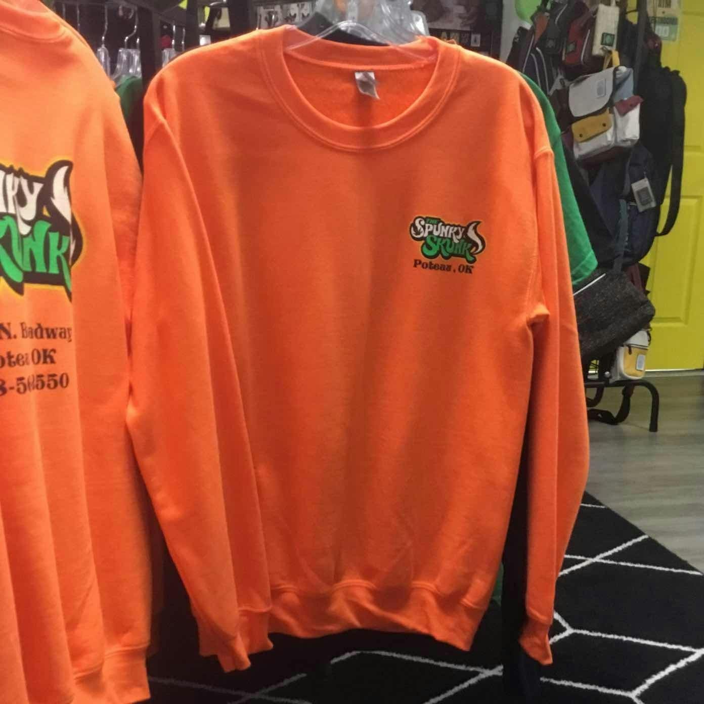 Spunky Skunk Sweatshirt Safety Orange