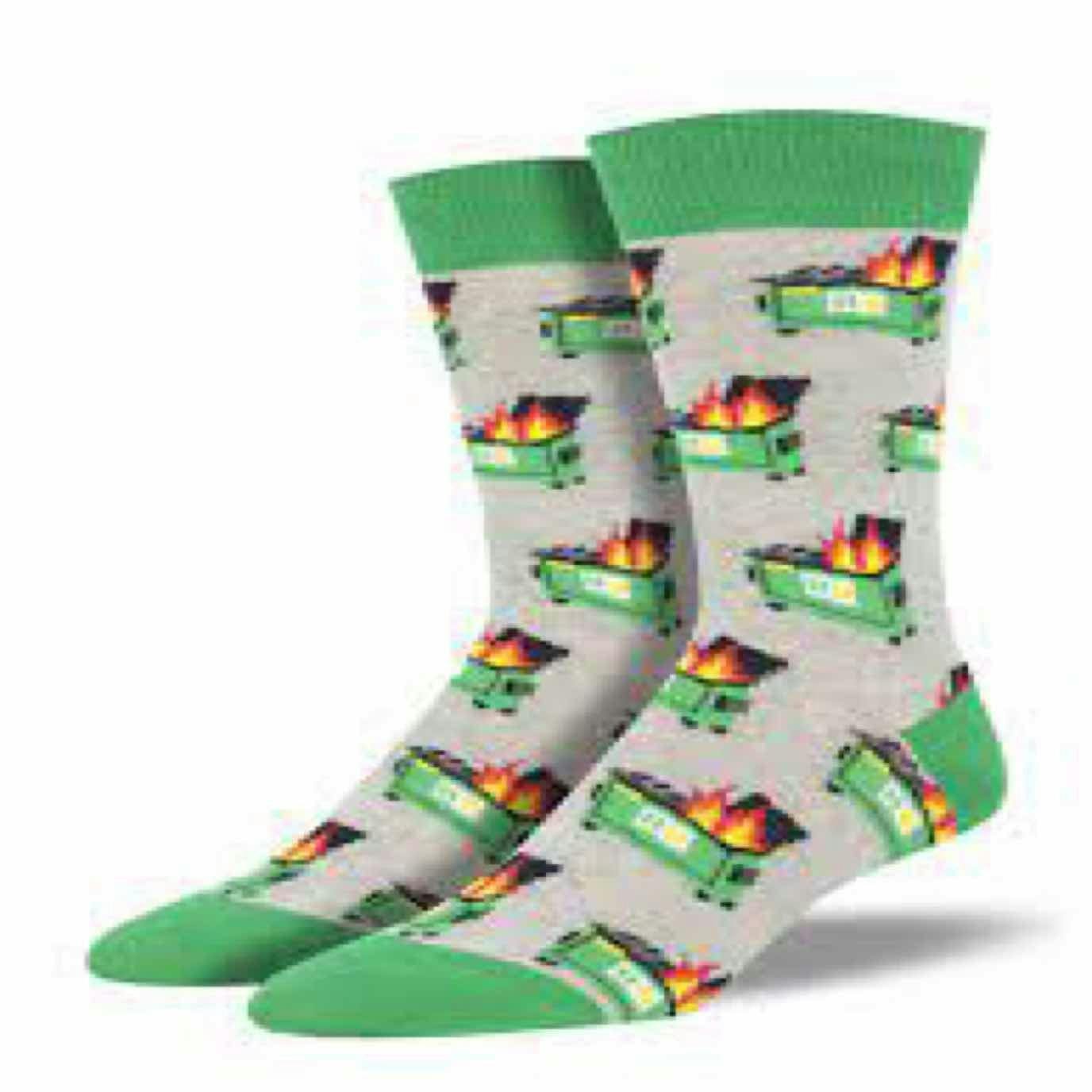 $8 | Dumbster Fire | Grey | Socksmith