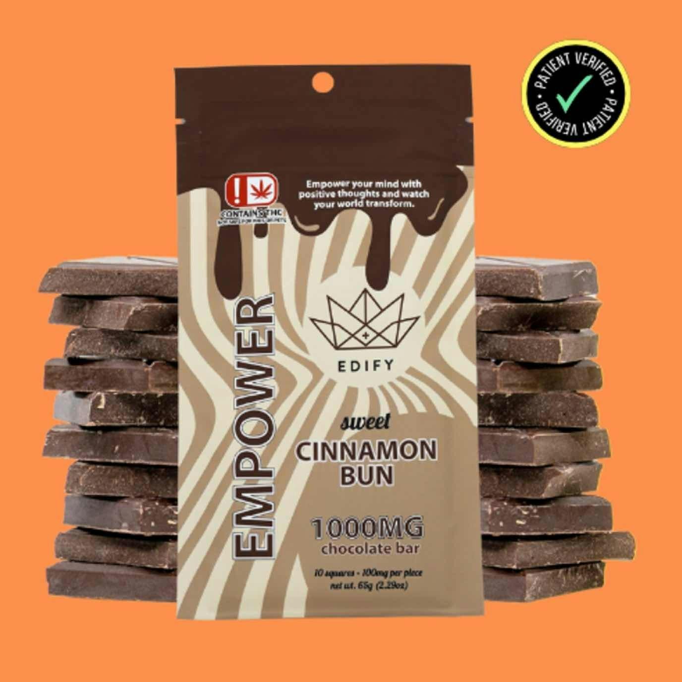$15 | 1000mg Chocolate Bar | Edify | Cinnamon Bun