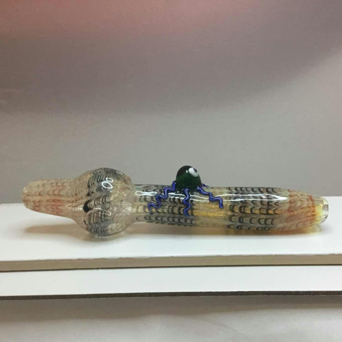$18 | Silver Fumed Raked Octopus Glass Steam Roller | SPS Wholesale | 0445