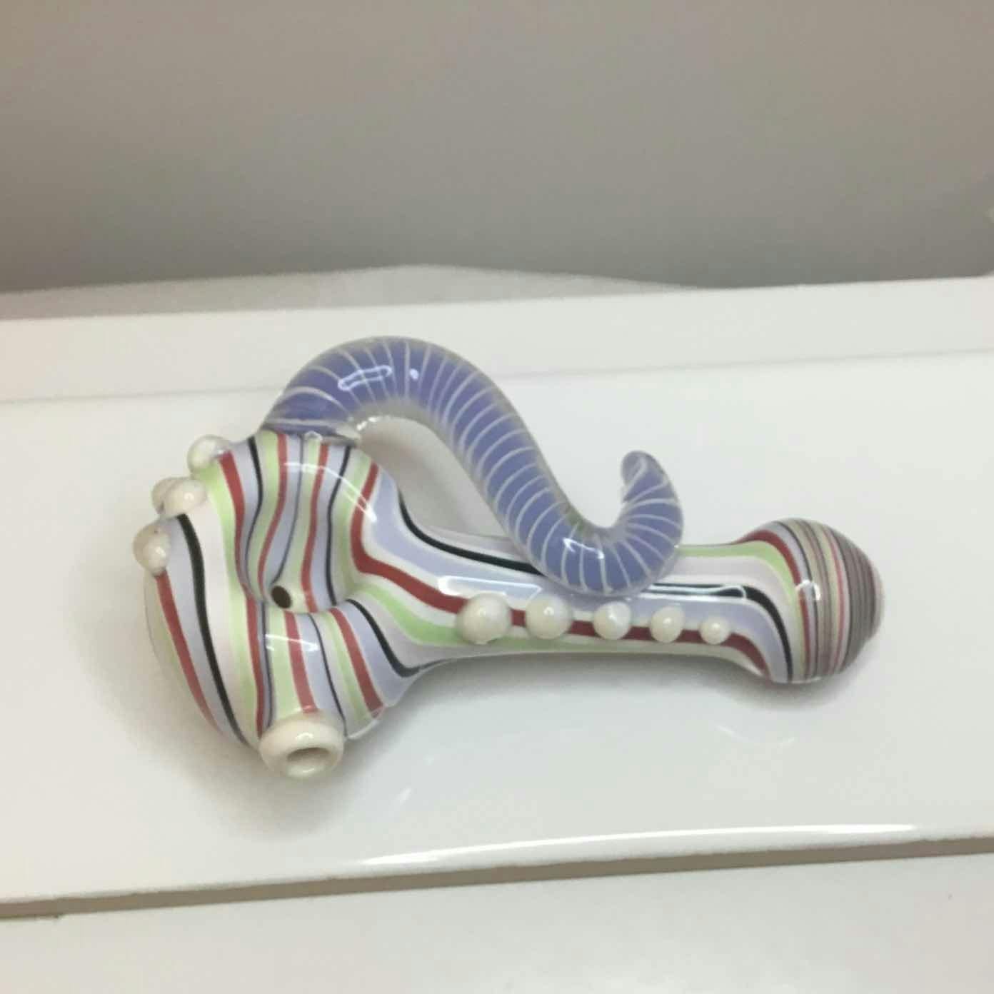 $45 | Multi Colored Raked Horn Glass Pipe | SPS Wholesale | 0457