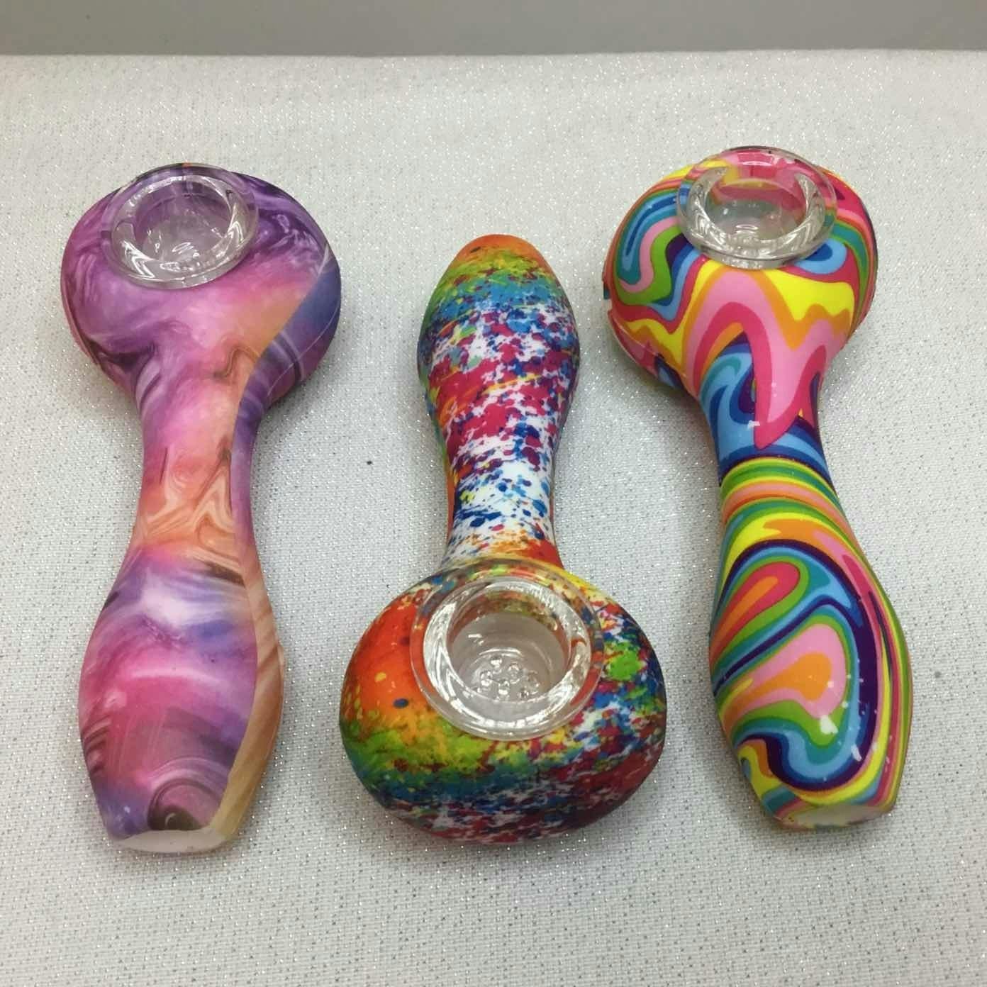 $5 | 4.5" Multi Print Silicone Hand Pipe | AAA Glasspipes | 482