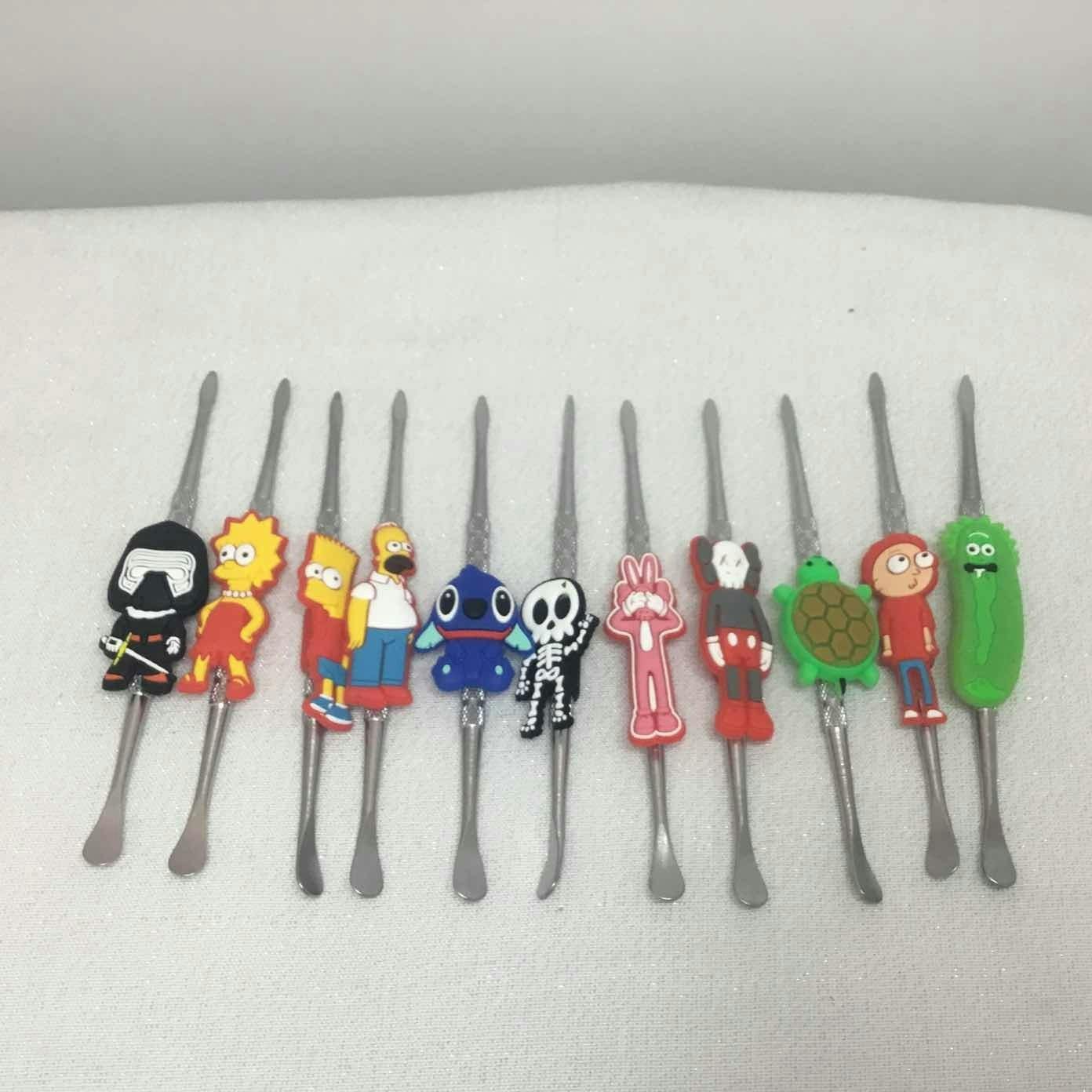 $2.50 | 5" Silicone and Stainless Steel Dab Tool Different Characters | AAA Glass Pipes | 578