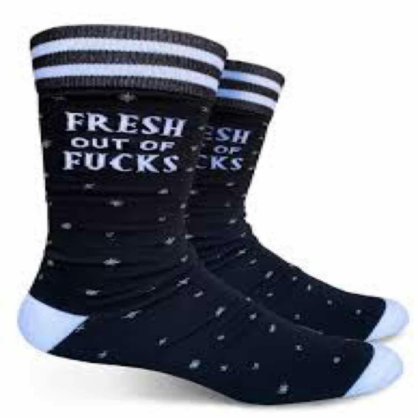 $12 | Fresh Out of Fucks Mens Crew Sock | Groovy Things | 617