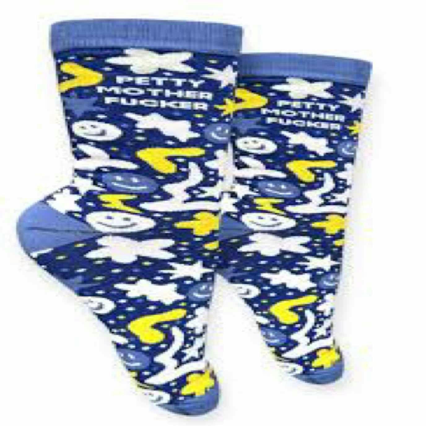 $12 | Petty Mother Fucker Womens Crew Sock | Groovy Things | 0607