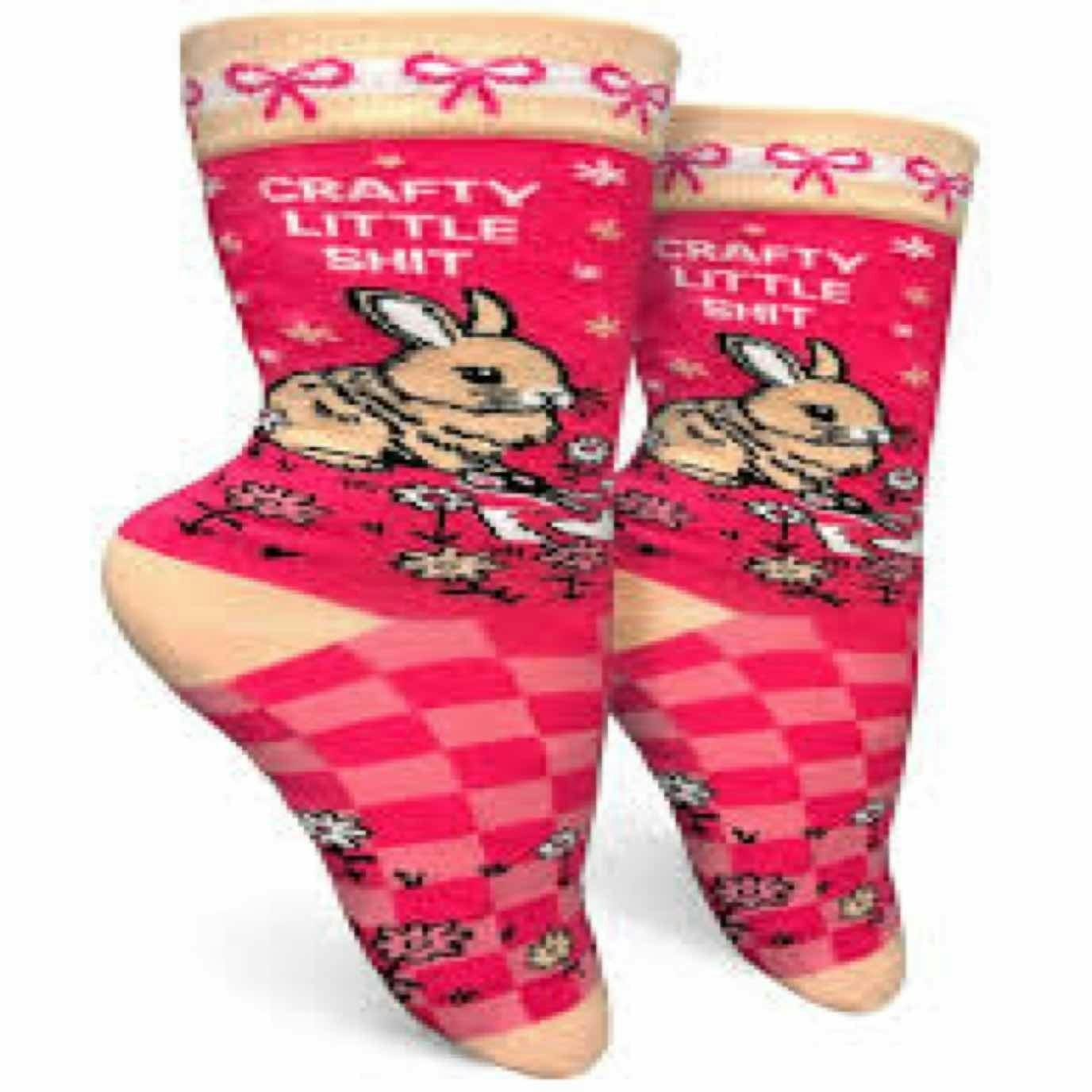 $12 | Crafty Little Shit Womens Crew Sock | Groovy Things | 0606